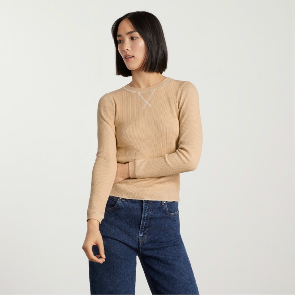 $50 Everlane organic cotton waffle thermal XS XXS long sleeved top